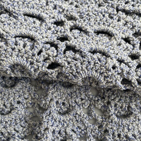 Beautiful Vintage Hand-Crocheted Knit SS Pullover L-XL Lavender - Scalloped Hem - Picture 5 of 11